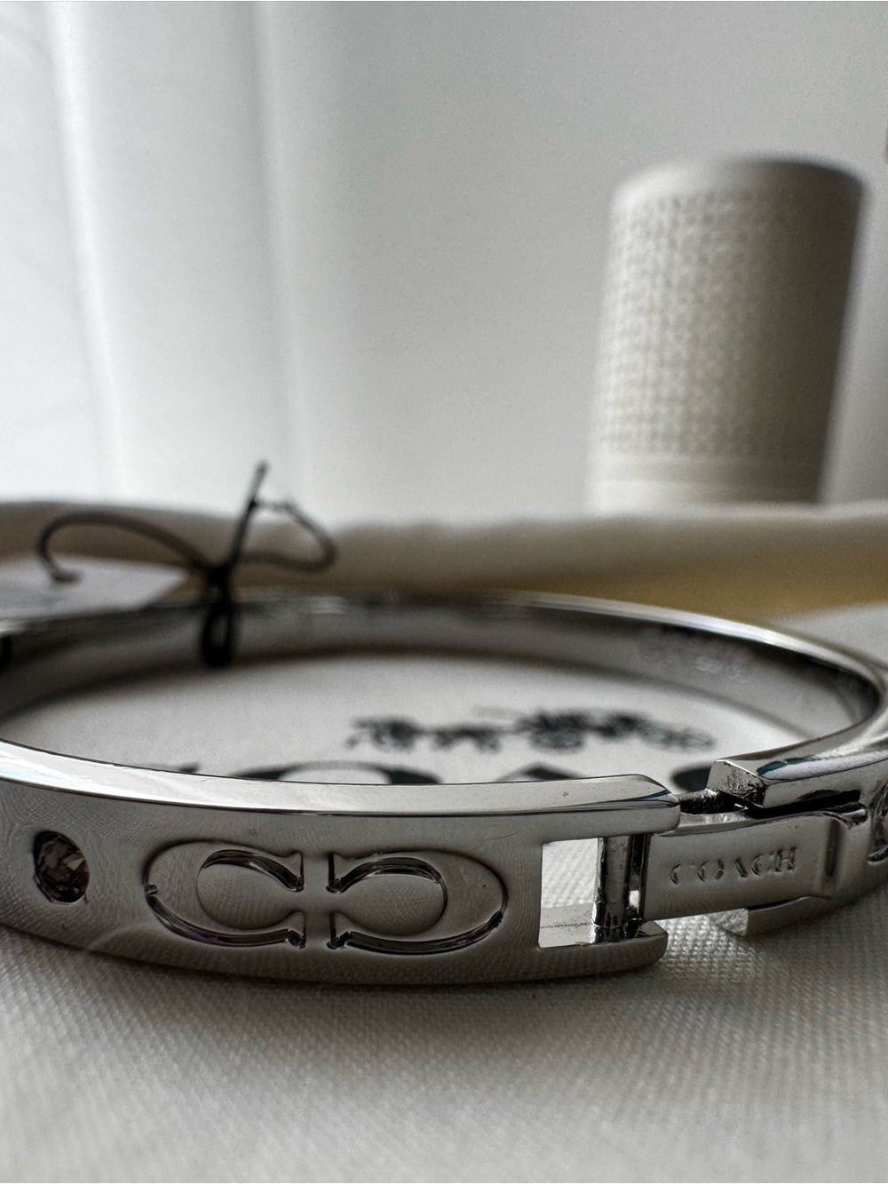 Coach Silver-Tone Signature Bangle Bracelet - Picture 5 of 9